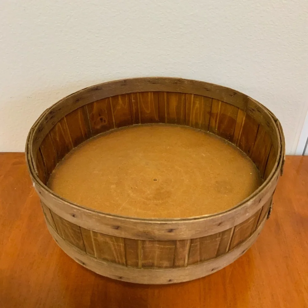 Unique Vintage Round Woven Splint Wood Basket - 12 Inches